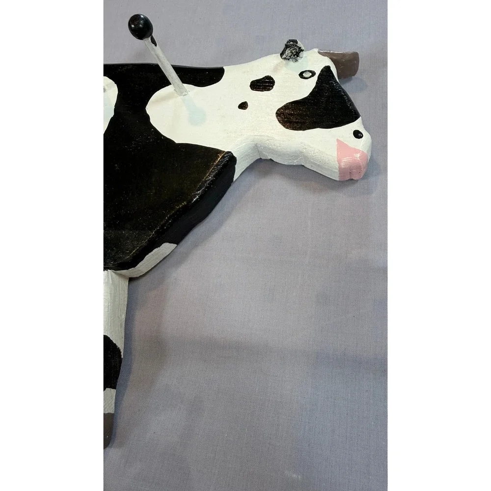 Things‎ in Wood Dale Seiders Cow Wall Rack 8 Peg Hand Painted Farmhouse Folk Art